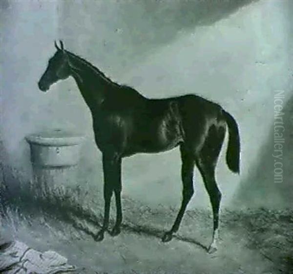 A Bay Hunter In A Stable Oil Painting by Harry Hall