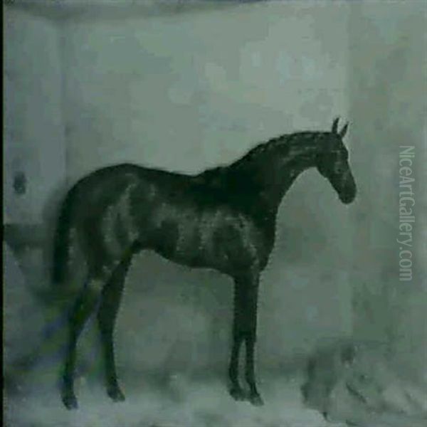 'discord'; Plebeian' - Bay Race                             Horses In Stables (a Pair) Oil Painting by Harry Hall