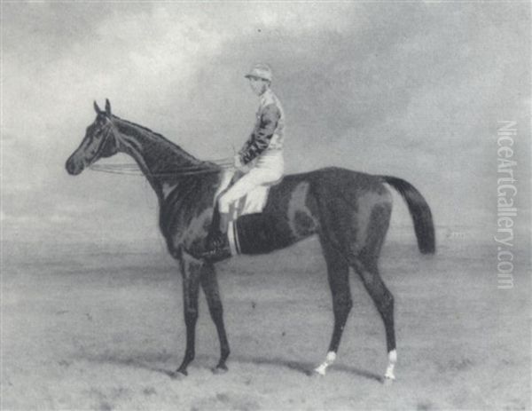 A Bay Racehorse, The Property Of Lord Anglesey, With Tom    Cannon Up Oil Painting by Harry Hall