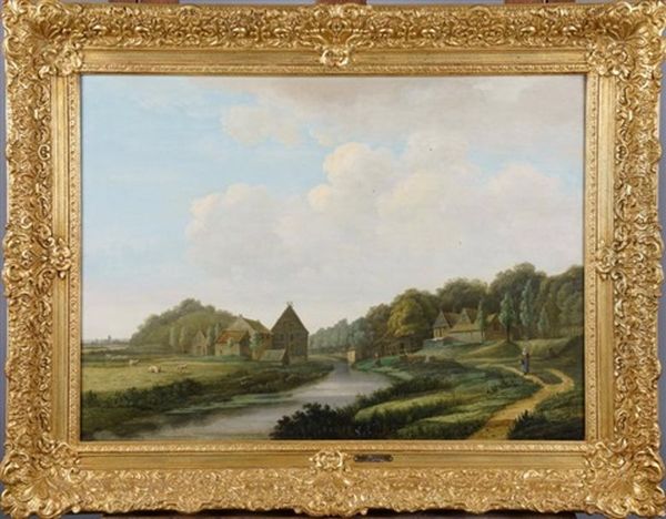 Paysage Anime Avec Riviere (date 1819) Oil Painting by Jan Jacob Teyler Van Hall