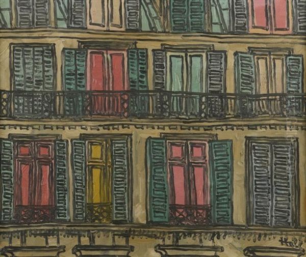 Windows Paris Oil Painting by Kenneth Hall