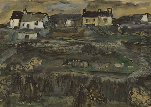 Houses On Aran Oil Painting by Kenneth Hall