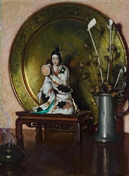 A Studio Shrine Oil Painting by Lindsay Bernard Hall