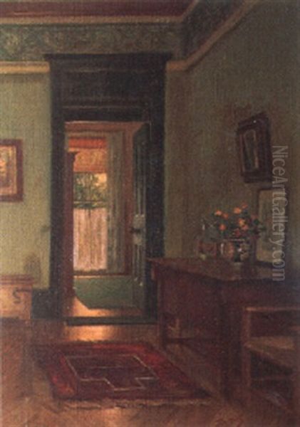 Interior Scene Of The Artist's Home Oil Painting by Lindsay Bernard Hall