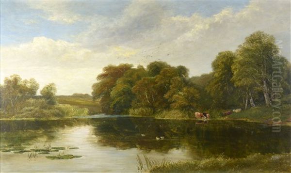 English Landscape Oil Painting by William Henry Hall