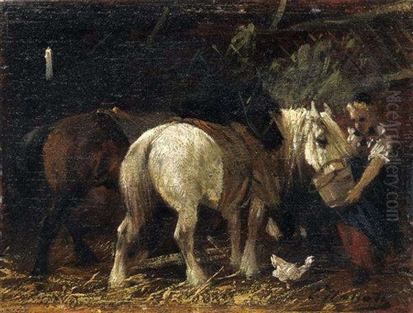 Pferde Oil Painting by Emil Hallatz