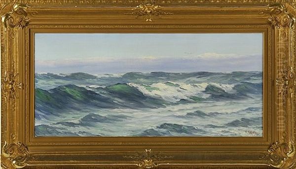 View Of Rolling Waves Oil Painting by Carl (Charles Edward) Hallberg