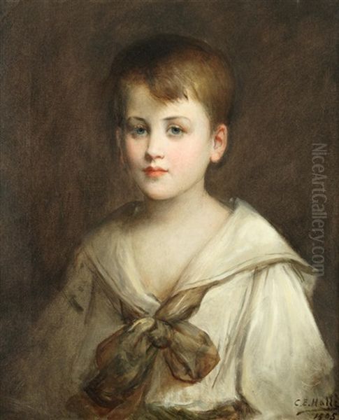 Portrait Of A Young Boy Oil Painting by Charles Edward Halle