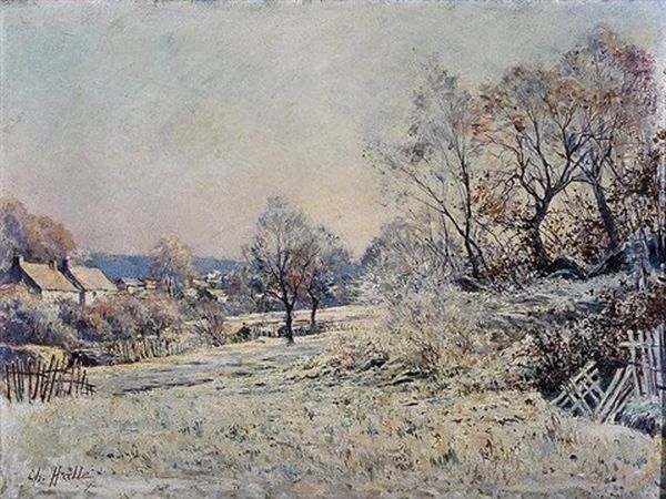 Rural Village In Winter Oil Painting by Charles Edward Halle