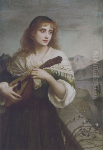 Francesca And Her Lute Oil Painting by Charles Edward Halle