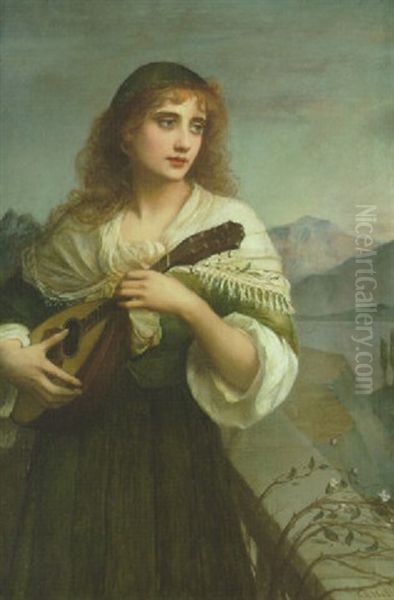 Francesca And Her Lute Oil Painting by Charles Edward Halle