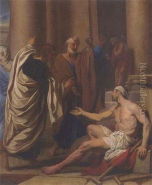 Saints Peter And John Healing The Cripple Oil Painting by Claude Guy Halle