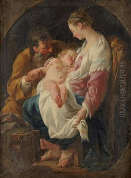 La Sainte Famille Oil Painting by Noel Halle