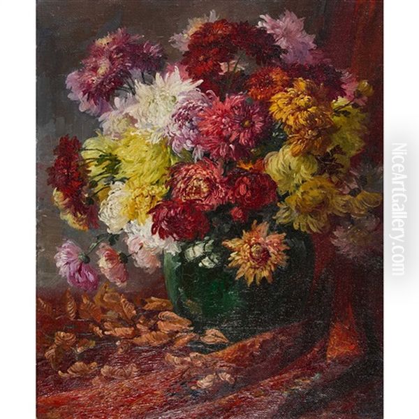 Chrysanthemen Oil Painting by Anna Haller