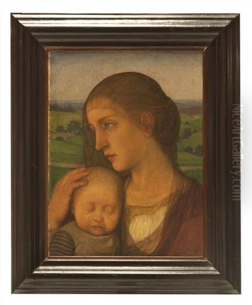 Mother And Child Oil Painting by Wilhelm Haller