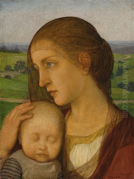 Young Mother With Child Oil Painting by Wilhelm Haller