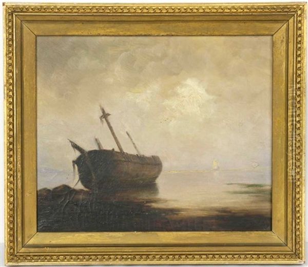 Ship's Hull Wiscasett Oil Painting by Hendricks A. Hallett