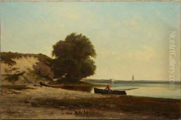 Along The Shore Newbury Port Oil Painting by Hendricks A. Hallett