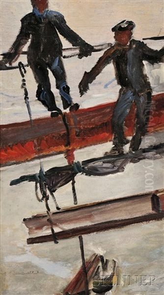 Rigging The Building Oil Painting by Robert Hallowell