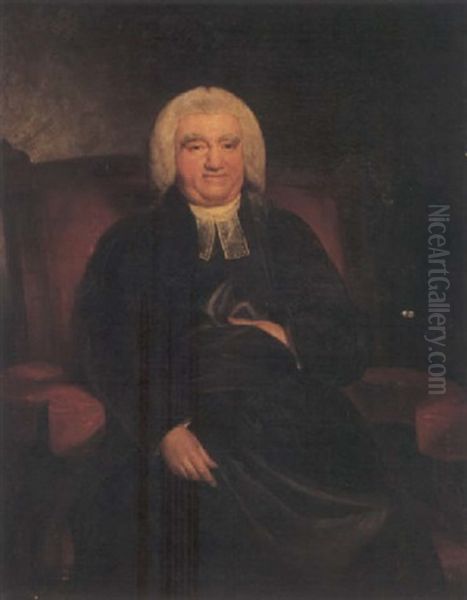 Portrait Of Dr. Samuel Parr Wearing Black Robes Oil Painting by John James Halls