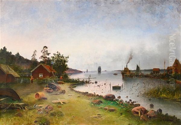 View From The Archipelago Oil Painting by Carl Hallstroem