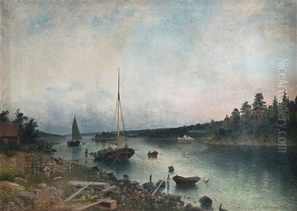 View Of The Archipelago Oil Painting by Carl Hallstroem