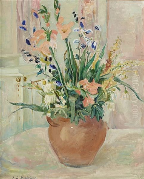 Blomsterstilleben Oil Painting by Eric C. Hallstroem