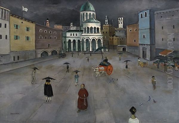 Torget I Pistoja Oil Painting by Eric C. Hallstroem