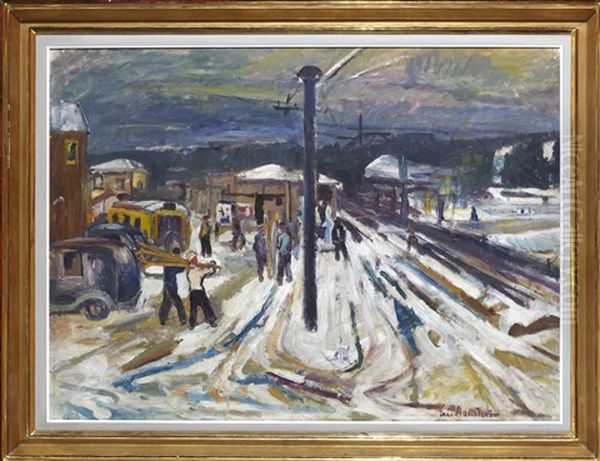 Stationen I Mariefred Oil Painting by Eric C. Hallstroem