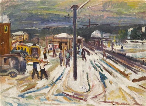 Stationen I Mariefred Oil Painting by Eric C. Hallstroem