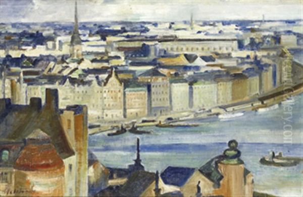 Skeppsbron, Gamla Stan Oil Painting by Eric C. Hallstroem