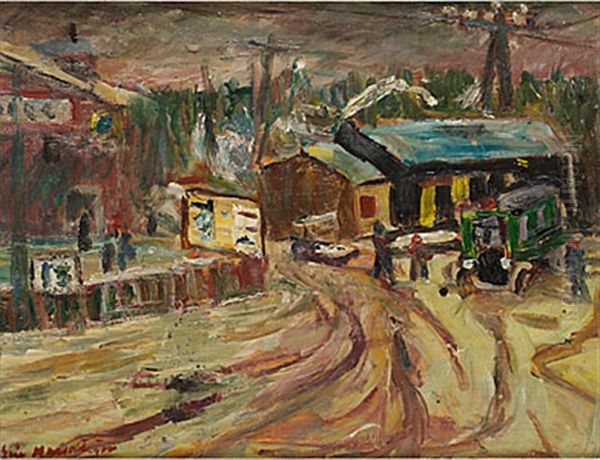 Sundbybergs Station Oil Painting by Eric C. Hallstroem