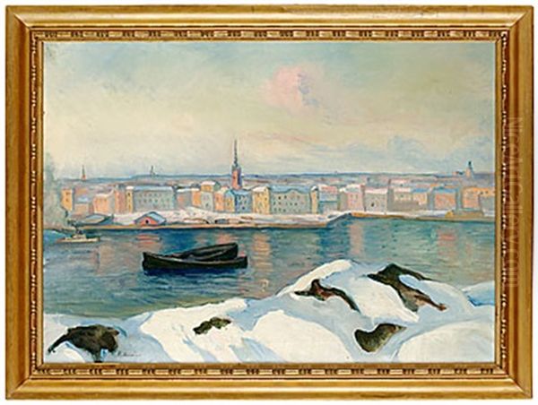 Panorama Over Stockholm Oil Painting by Eric C. Hallstroem