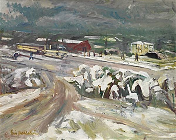 Sundbybergs Station Oil Painting by Eric C. Hallstroem