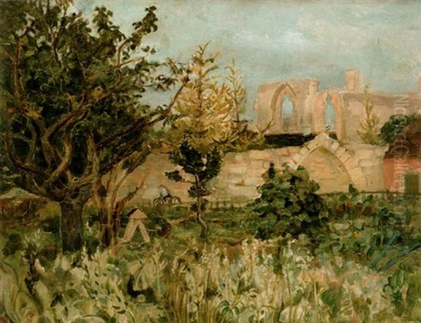 Tradgard, Visby Oil Painting by Eric C. Hallstroem