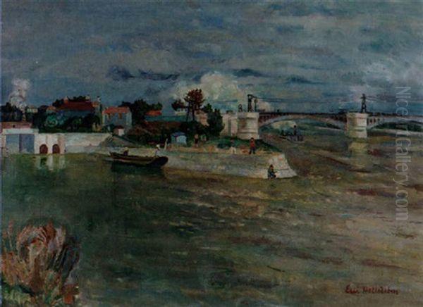 Slussen I Beaucaire Oil Painting by Eric C. Hallstroem