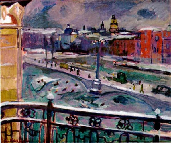 Stockholmsutsikt Oil Painting by Eric C. Hallstroem