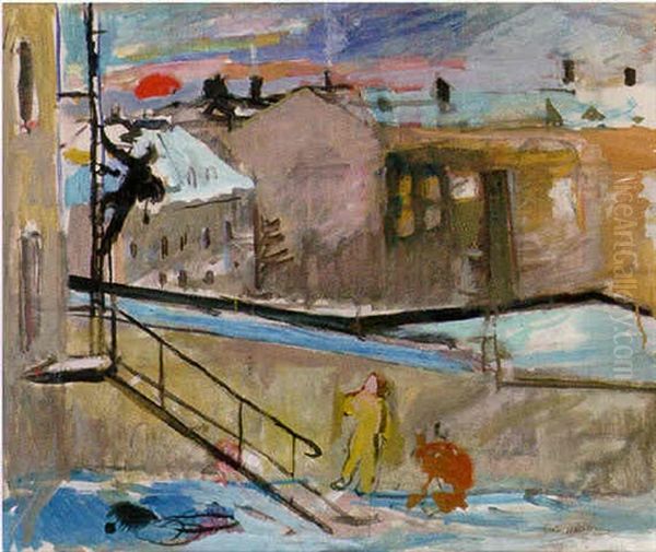 Sotare I Stockholm Oil Painting by Eric C. Hallstroem