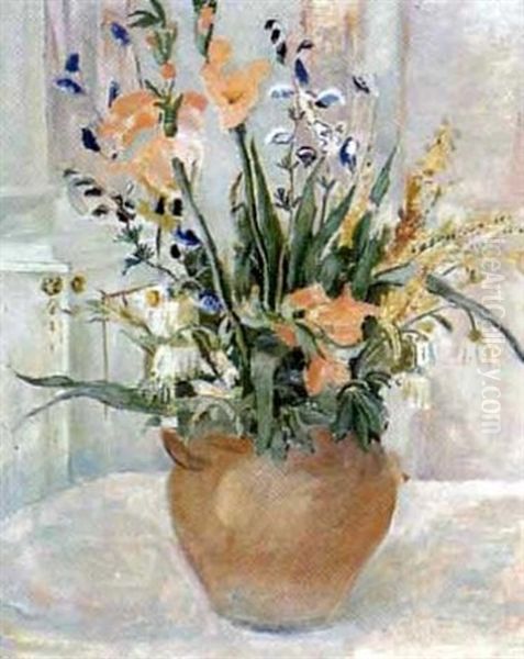 Blomsterstilleben Oil Painting by Eric C. Hallstroem