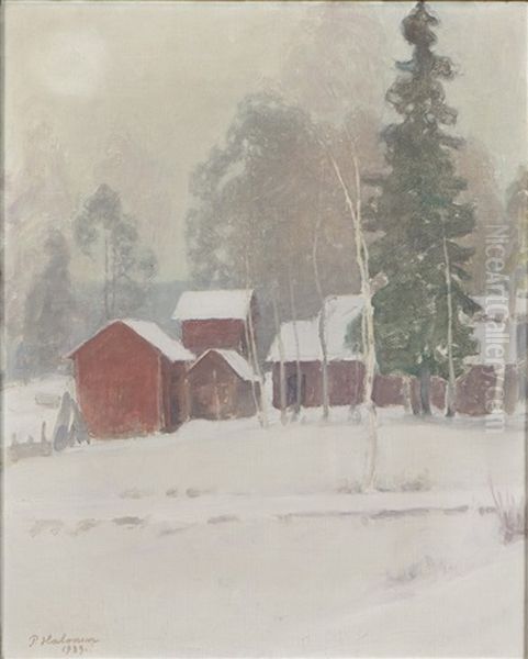 Red Houses Oil Painting by Pekka Halonen