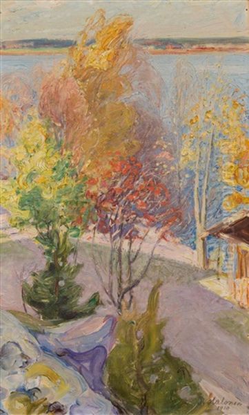 An Autumnal Landscape Oil Painting by Pekka Halonen