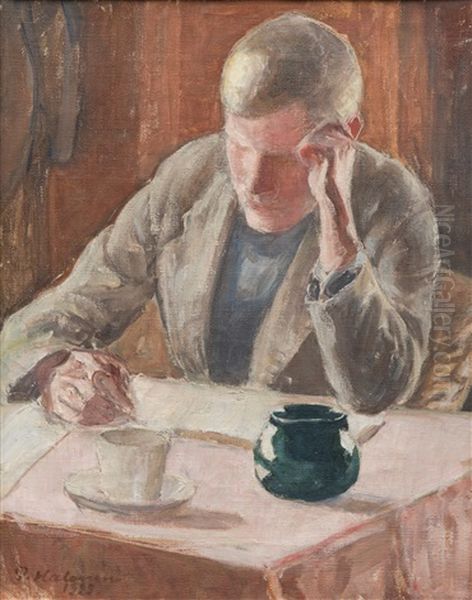 Writing Man Oil Painting by Pekka Halonen