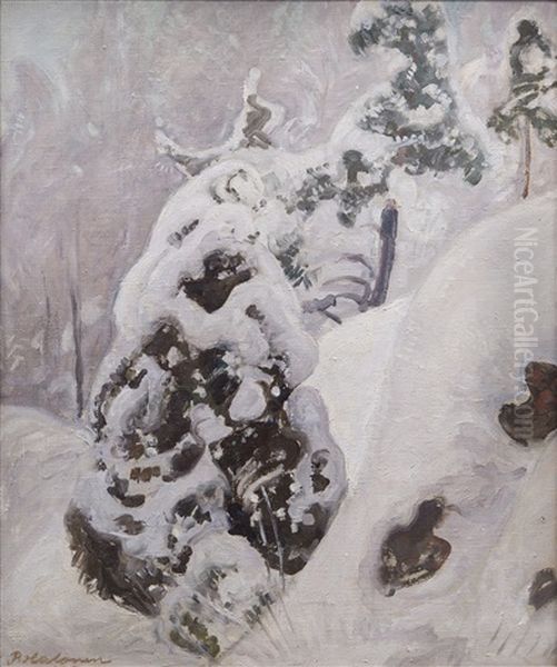 Slope With Snowy Junipeg Oil Painting by Pekka Halonen