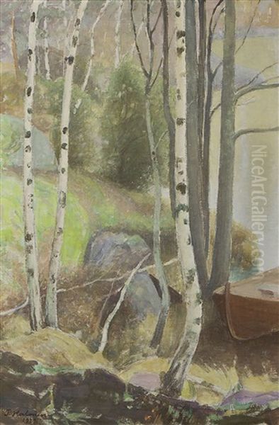 Shorescape Oil Painting by Pekka Halonen