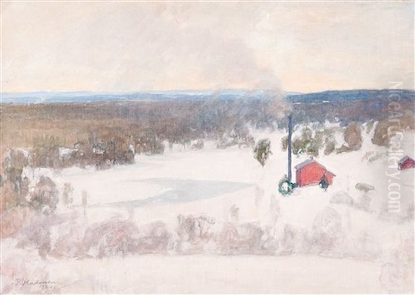 Winter View From Outokumpu Oil Painting by Pekka Halonen