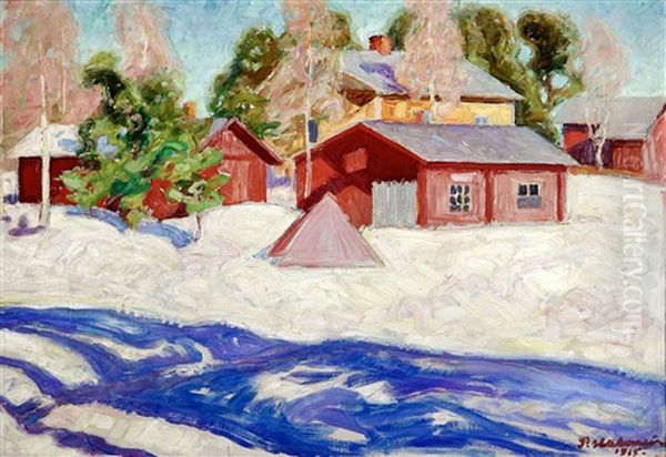 Yard Oil Painting by Pekka Halonen