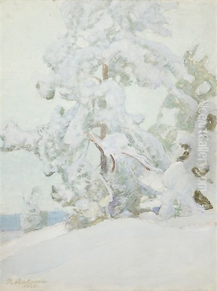 Snow-covered Forest Oil Painting by Pekka Halonen