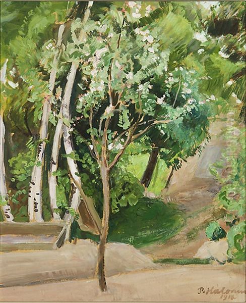 Flowering Apple Tree Oil Painting by Pekka Halonen