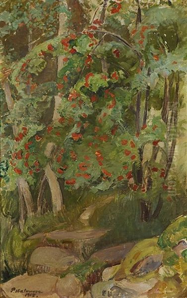 Rowanberries Oil Painting by Pekka Halonen