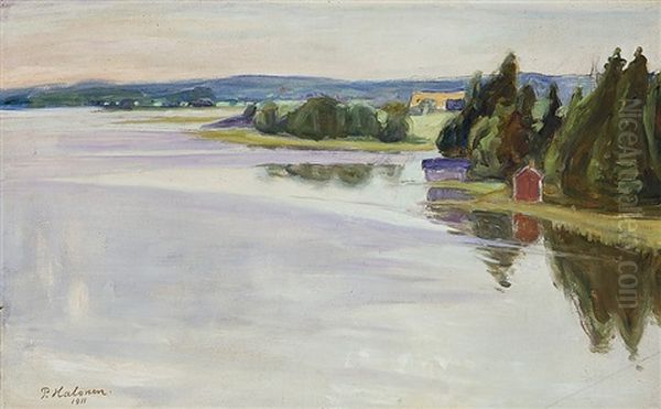 Lake View Oil Painting by Pekka Halonen